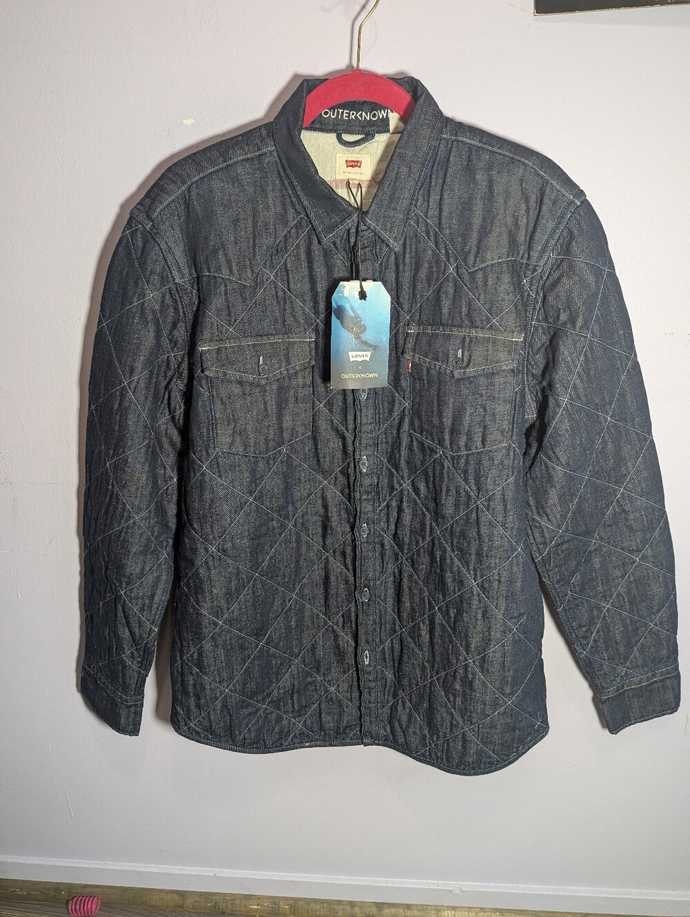 NWT Levi's x Outerknown Quilted Denim Shirt Jacket Medium Deadstock Shacket